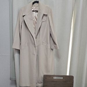 70s Vintage Cashmere Elegant Beige Trench Coat for Women